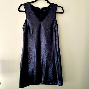 Banana Republic Blue Elegant Sequin V-Neck Shift Evening Dress